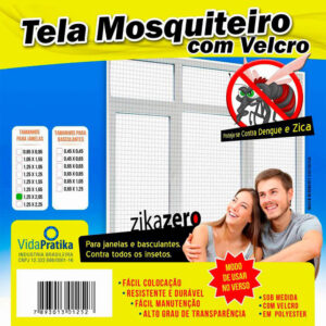 Tela Mosquiteiro com Velcro para Janela Vida Pratika 1,25x2,05m
