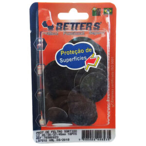 Protetor Anti-risco Redondo em Feltro Cinza Betters Tamanhos Sortidos - 16 Unidades
