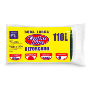 Saco de Lixo Reforçado Preto 110L Embalixo 25 unidades