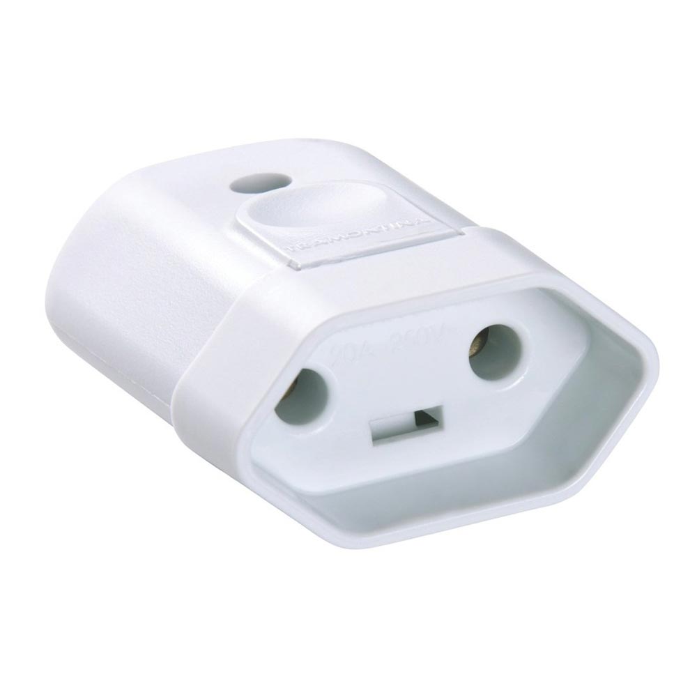 Plugue Fêmea para Extensão 2P Branco Tramontina 20A