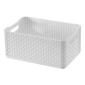Cesto Organizador Empilhável de Plástico Branco Rattan Arthi 4,5L
