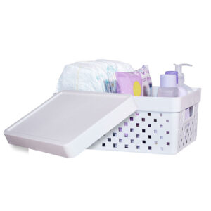 Cesto Organizador com Tampa de Plástico Branco Paramount 29x19cm