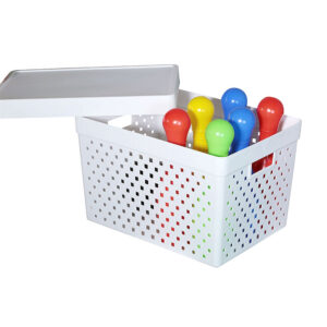 Cesto Organizador com Tampa de Plástico Branco Paramount 24x39x29cm