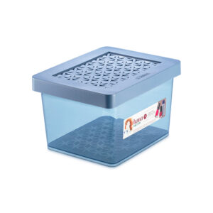 Caixa Organizadora com Tampa de Plástico Azul Hana Ordene 2,8L