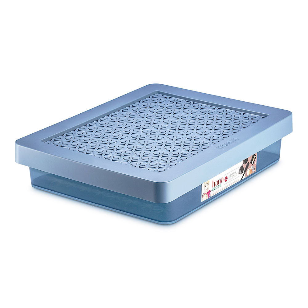 Caixa Organizadora com Tampa de Plástico Azul Hana Ordene 7,8L