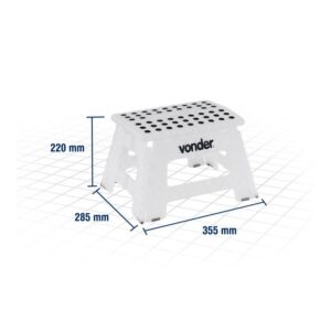 Banqueta Dobrável de Plástico Branco Translúcido Vonder 35,5x28,5cm