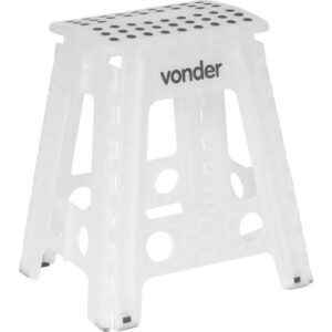 Banqueta Drobrável de Plástico Branco Translúcido Vonder 41x33cm