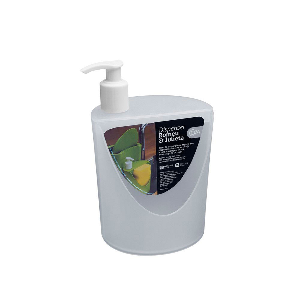 Porta Detergente com Espaço para Sabão e Esponja Incolor Coza 600ml