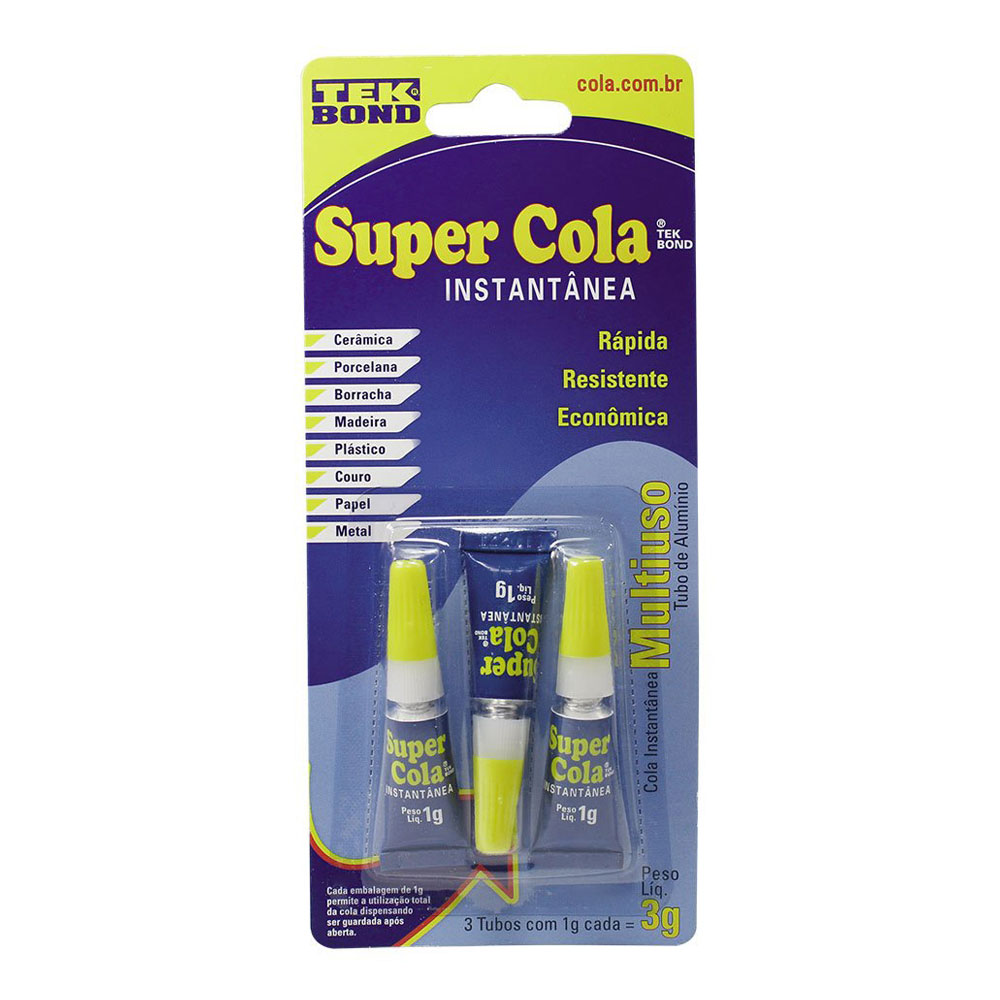 Cola Instantânea Super Cola TekBond 1g - 3 unidades