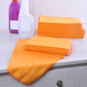 Kit de Flanelas para Limpeza Laranja Ouro Branco 28x48cm 3 unidades