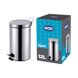 Lixeira de Inox com Pedal Cinza Ágata Mor 12L