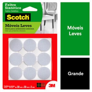 Protetor Anti-risco Redondo em Feltro Branco G Scotch 3M - 9 unidades