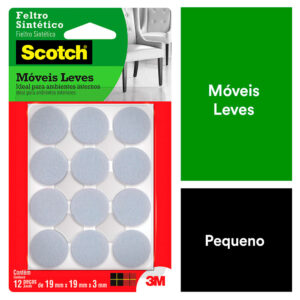 Protetor Anti-risco Redondo em Feltro Branco P Scotch 3M - 12 unidades