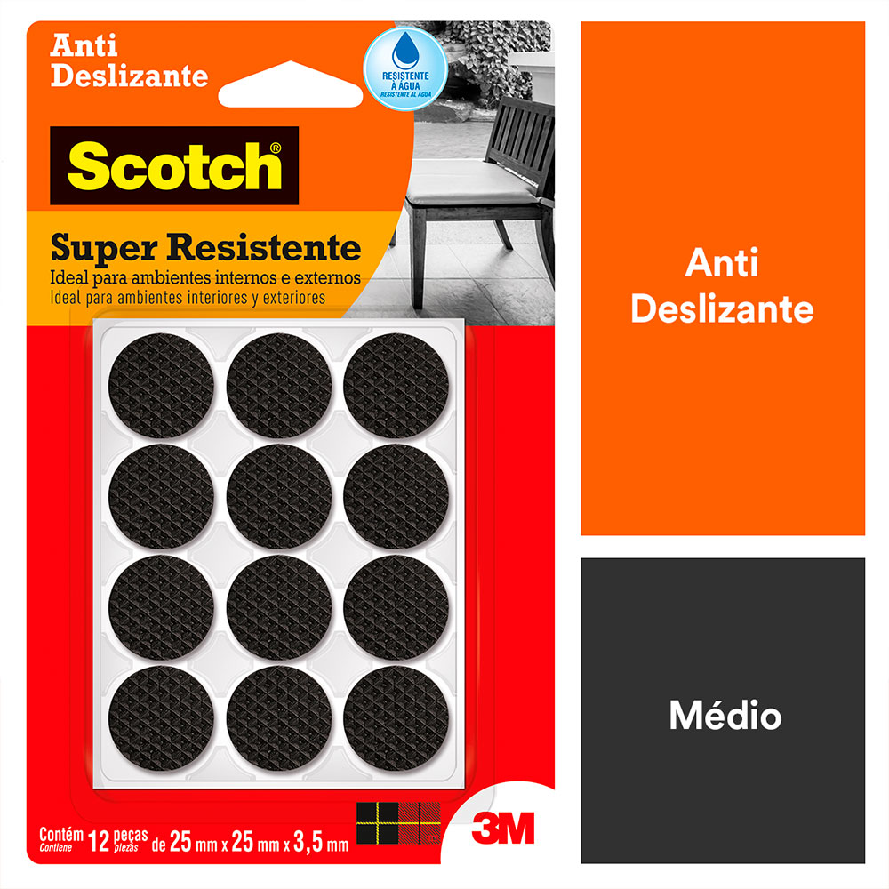Protetor Anti-risco Redondo Preto M Scotch 3M - 12 unidades