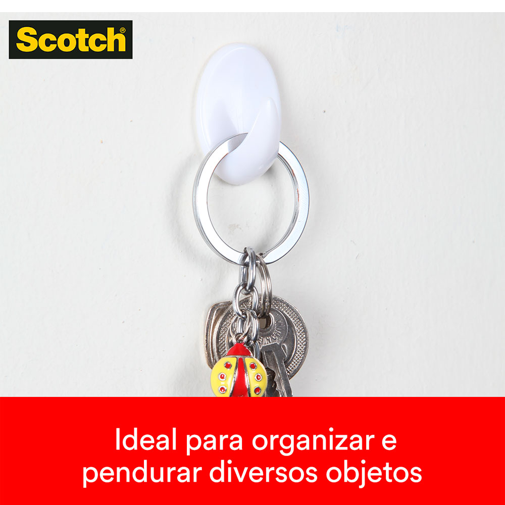 Gancho Adesivo de Plástico Branco Scotch 3M até 1kg - Imagem 2