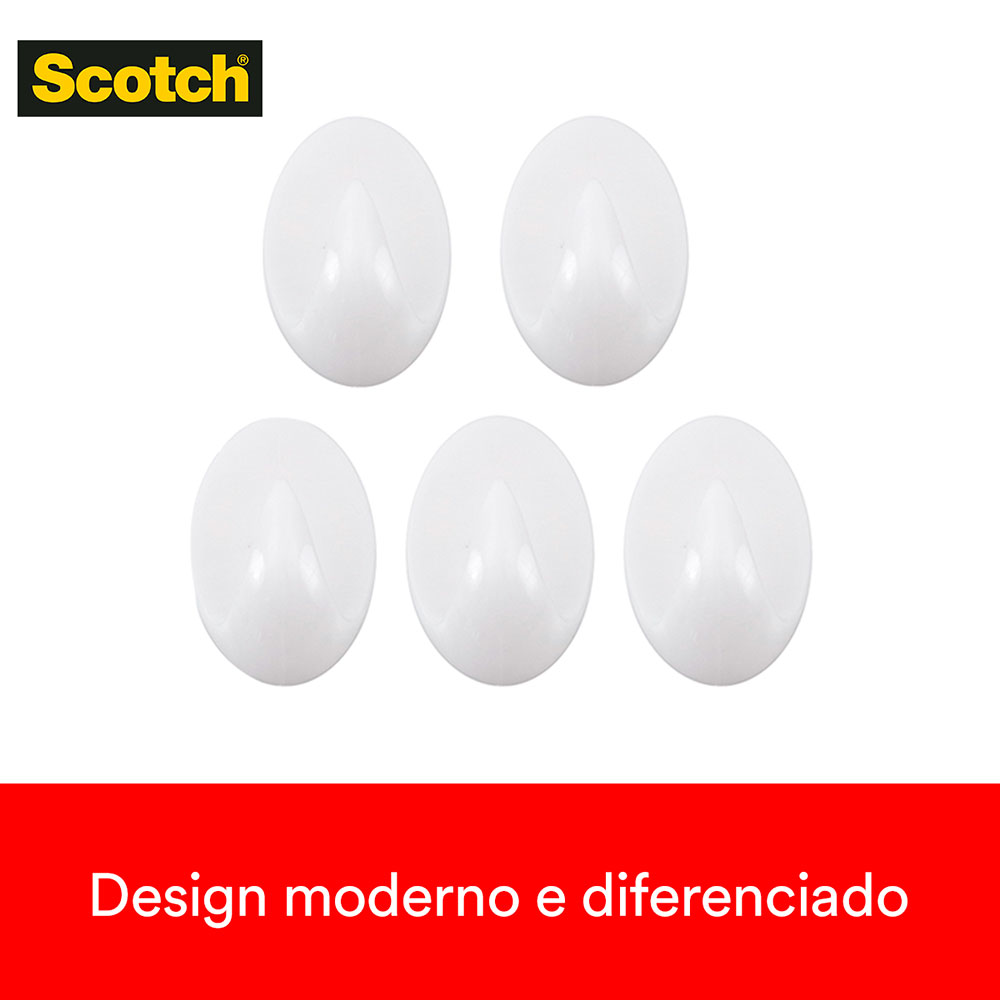 Gancho Adesivo de Plástico Branco Scotch 3M até 1kg - Imagem 5