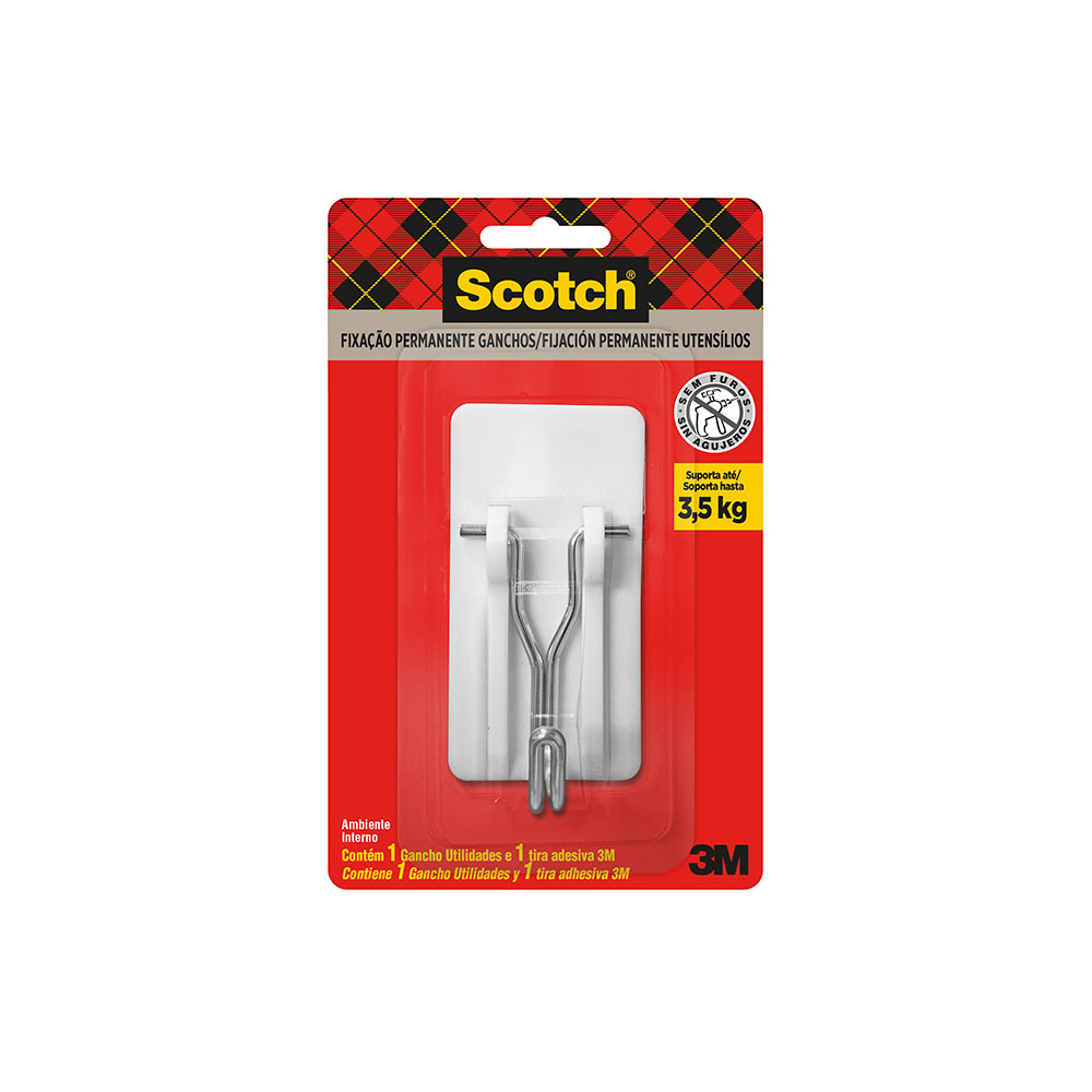Gancho Adesivo Multiuso de Plástico Scotch 3M até 3,5kg - Imagem 2