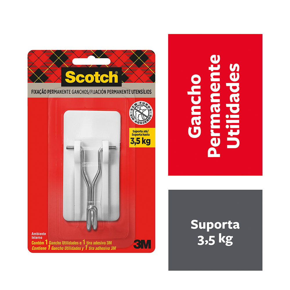 Gancho Adesivo Multiuso de Plástico Scotch 3M até 3,5kg - Imagem 4